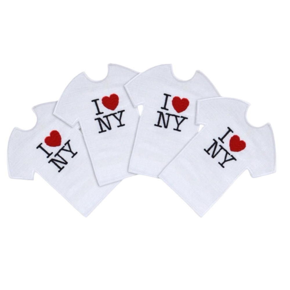 NWT I ❤️ NY T-Shirt Cocktail Napkins Set of 4 100% Linen by Chefanie